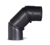Coude de de poêle en acier de 2 mm de diamètre (tube tubulaire de 120 mm de diamètre) pour poêle et feu Senotherm, noir, réglable de 0 à 90 degrés avec porte de nettoyage