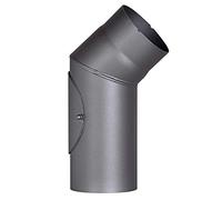 Coude de de poêle en acier de 2 mm de diamètre (tube tubulaire de 130 mm de diamètre, pour poêle et feu, Senotherm, gris foncé, 45 degrés, avec porte de nettoyage
