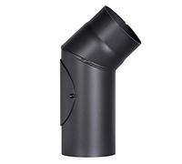 Coude de de poêle en acier de 2 mm de diamètre (tube tubulaire de 130 mm de diamètre) pour poêle et feu Senotherm noir 45 degrés avec porte de nettoyage