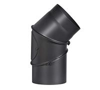 Coude de de poêle en acier de 2 mm de diamètre (tube tubulaire de 200 mm de diamètre) pour poêle et feu Senotherm, noir, réglable de 0 à 90 degrés avec porte de nettoyage