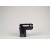 Coude de poêle à pellets émaillé noir 90 degrés avec porte avec joint Viton (2 segments) - DN 80