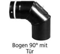 Coude de poêle à pellets émaillé noir 90 degrés avec porte avec joint Viton (3 segments) - DN 80
