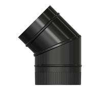 Coude de poêle lisse noir vitrifié Ø 150 mm. 45°
