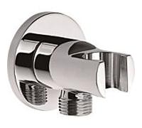 Coude de raccordement mural AqvaZone AqvaShower 025517750 chromé, rond, avec support, 1/2 pouce