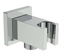 coude de raccordement mural Ideal Standard BC771AA avec support de douche, encastré G1/2, carré, chromé