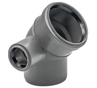 Coude de réduction HT DN 110 × 50 45° gauche gris | coude d’évacuation en PP avec manchon et joint à lèvres | raccord latéral gain de place pour sanitaire/eaux usées
