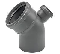 Coude de réduction HT DN 110 × 50 45° supérieur gris | coude réducteur 45 degrés avec sortie supérieure, installation rapide par emboîtement