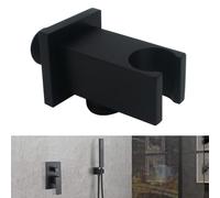 Coude de sortie de douche carré moderne noir avec filetage mâle standard G 1/2, support mural en laiton et bride, coude d'alimentation 3 en 1, s'adapte à la plupart des