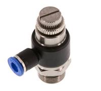 Coude de sortie du compteur du silencieux Flow Control 6 mm - G3/8'' laiton/PA 66