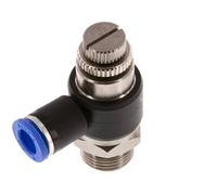 Coude de sortie du compteur du silencieux Flow Control 8 mm - G3/8'' laiton/PA 66