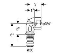 Geberit Mepla angle de transition 26 mmx3/4 avec IG, 603257005