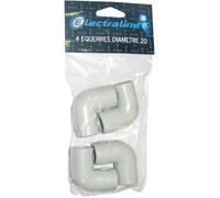 Coude - ELECTRALINE - Iro Ø20 - Pack de 4 pièces - Plastique - Intérieur
