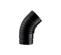 Coude emaille plisse 45 degres noir mat 150