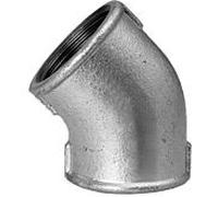 Coude en fonte malléable Hermann Schmidt DN 25, 1", filetage intérieur 45 degrés, galvanisé