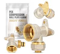 Coude en PEX avec rondelle murale - 20 x 3/4" IG - Chauffage d'eau - Pièce en V - Raccord à vis - Plaque murale de compression - Coude - Raccordement de tuyau, systèmes de chauffage sanitaire