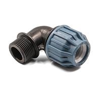 Coude en polypropylène avec filetage extérieur pour tuyau PE 32mm x 1" - raccord à compression pour eau potable, 16 bar, cert. DVGW/KIWA/WRAS