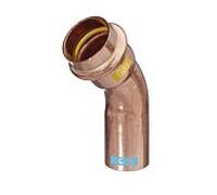 Coude en V HS AQUAGAS 35 x 35 mm 452403535 Cuivre, 45 degrés, A/I, à sertir, pour gaz et eau