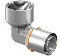 Coude femelle 90° 40-Rp1 1/2" FT, culot à pression en acier, fixation précise de la mâchoire, pour ACS et chauffage, couleur grise (référence 1046910)