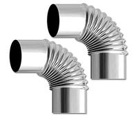 Coude fileté à 90° en acier inoxydable for cheminée, 2 pièces, Ø 50 mm, Ø 60 mm, Ø 70 mm, Ø 110 mm, Ø 120 mm, for tuyau de poêle, résistant à la chaleur, rallonge de tuyau de cheminée(12cm)