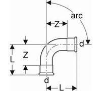 Geberit Geberit Coude Mapress acier C d= 15 mm, 90°, galvanisé extérieur Quantité:1