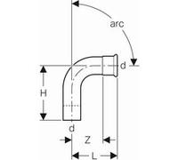 Coude Mapress Acier Carbone avec tube d'emboît 90° - 203