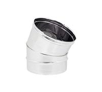 Coude incurvé en acier inoxydable Diamètre D 80 mm 5 dixièmes AISI 304 à 30° degrés conduit de cheminée (D140mm)