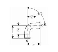 Geberit Geberit Coude Mapress acier C d= 15 mm, 90°, galvanisé extérieur Quantité:1