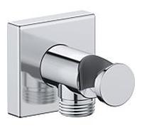 Coude mural Duravit UV0630010010 DN 15, avec support de douche, rosace carrée, chromé