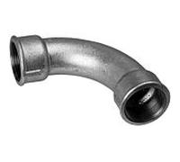 Coude Temperguss Hermann Schmidt 3/4", filetage intérieur 90 degrés, long, zingué