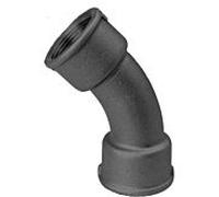 Coude Temperguss Hermann Schmidt DN 15, 2000 /2", filetage intérieur 45°, noir