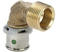 Coude Viega Sanfix-P 302894 20 mm x R 1/2, 90°, avec SC-Contur, polygone, bronze