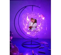 Coudf Lampe photo personnalisée en forme de coeur souhaitant une bouteille Je t'aime à la lune et à l'arrière de la lampe de nuit