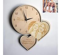 Coudf Photo Personnalisée Horloge Murale Nom Personnalisé Horloge en Bois avec Support Unique Chambre Art Décor Horloge Personnalisée Cadre Photo Cadeau Fête des Pères Anniversaire Photo Cadeau