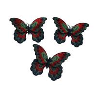 Coudre des écussons appliqués, Lot de 3 écussons papillons brodés multicolores for vêtements et créations à faire soi-même(3pc RED)