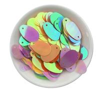 Coudre des paillettes holographiques lâches, Paillettes ovales multicolores en PVC avec trou, 6-20 mm, lot de 120(Mix)