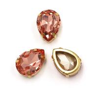 coudre des strass, Lot de 12 pierres en verre forme larme à coudre, griffes dorées, multicolores, plusieurs tailles(Water Red,12PCS-13X18MM)