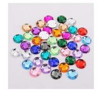 coudre la pierre rhénane, Perles rondes en acrylique à dos plat, strass, 2 trous, couture, multicolores, 8-15 mm, bricolage(Mix Color,10mm 100pcs)