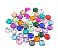 coudre le diamant de cristal, Perles rondes en acrylique à dos plat, strass, 2 trous, multicolores, 8-15 mm, for loisirs créatifs(Mix Color,10mm 100pcs)