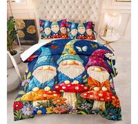 Couette 1 Personne Champignon Bleu Papillon Edredon Douce et Respirante Polyester sans Housse Housse Couette 1 Personne avec 2 Taies d'oreiller 50x75 cm Duvet 4 Saisons 172x218 cm