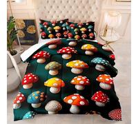 Couette 1 Personne Champignons Colorés Edredon Polyester Duvet Respirante Epaisse Legere Couette Hiver Ete 4 Saisons Edredon Duvet Lavable Édredon+2 Taies d'oreiller(50x75cm) 173x229cm