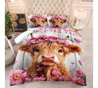 Couette 1 Personne Fleur Rose Animaux Edredon Polyester Duvet Respirante Epaisse Legere Couette Hiver Ete 4 Saisons Edredon Duvet Lavable Édredon+2 Taies d'oreiller(50x75cm) 173x229cm