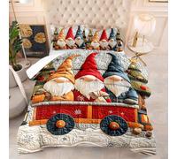 Couette 1 Personne Nain Rouge Orange Edredon Douce et Respirante Polyester sans Housse Housse Couette 1 Personne avec 2 Taies d'oreiller 50x75 cm Duvet 4 Saisons 172x218 cm
