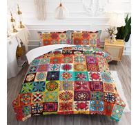 Couette 1 Personne Orange Jaune Bohémien Edredon Douce et Respirante Polyester sans Housse Housse Couette 1 Personne avec 2 Taies d'oreiller 50x75 cm Duvet 4 Saisons 172x218 cm