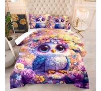 Couette 1 Personne Papillon Chouette Edredon Douce et Respirante Polyester sans Housse Housse Couette 1 Personne avec 2 Taies d'oreiller 50x75 cm Duvet 4 Saisons 172x218 cm