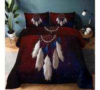 Couette 135 x 200 cm 4 saisons Traditionnel Vintage Couverture Toute l'année, Couette sans Houss et 1 Taies d'oreiller 65 x 65 cm, Edredon Attrape-Rêves Plume Papillon Réversible Legere et Chaud