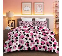 Couette 135 x 200 cm Imprimée - 4 Saisons Rose Animal Imprimé Léopard À Pois Décoration Abstrait Camouflage Blocs De Couleur Réversible Duvet Douce et Chaude, Microfibre Lavable Couette