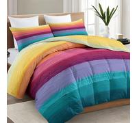 Couette 135 x 200 cm Multicolore Enfant Couette 4 Saisons, Rubans Couleur Rayures Dégradé Abstrait Tempérée Couette sans Housse, Dégradé Edredon Anti Allergie pour Lit 2 Personne Microfibre