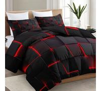 Couette 135 x 200 cm Noir Enfant Decoration Couette 4 Saisons, Blocs Géométriques Cubes Abstraits Tempérée Couette sans Housse, Futuriste Edredon Anti Allergie pour Lit 2 Personne Microfibre
