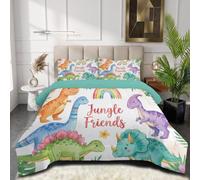 Couette 140 x 200 cm 4 Saisons Animaux de dessin animé Couettes 1 Personnes| Couette Imprimée avec Motif de Tyrannosaure Rex Arc-en-ciel Couettes sans Housse en Lavable en Machine et 1 Taie d'oreiller
