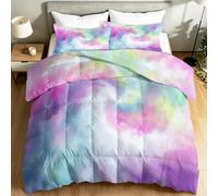 Couette 140 x 200 cm Imprimée Bohème sans Housse, Multicolore Réversible Legere Chaude Lavable en Machine, 4 Saisons Nuage Spirale Tie-Dye Aquarelle Rêveuse Abstraite Decoration Chambre Couette